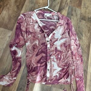 Mesh button up blouse